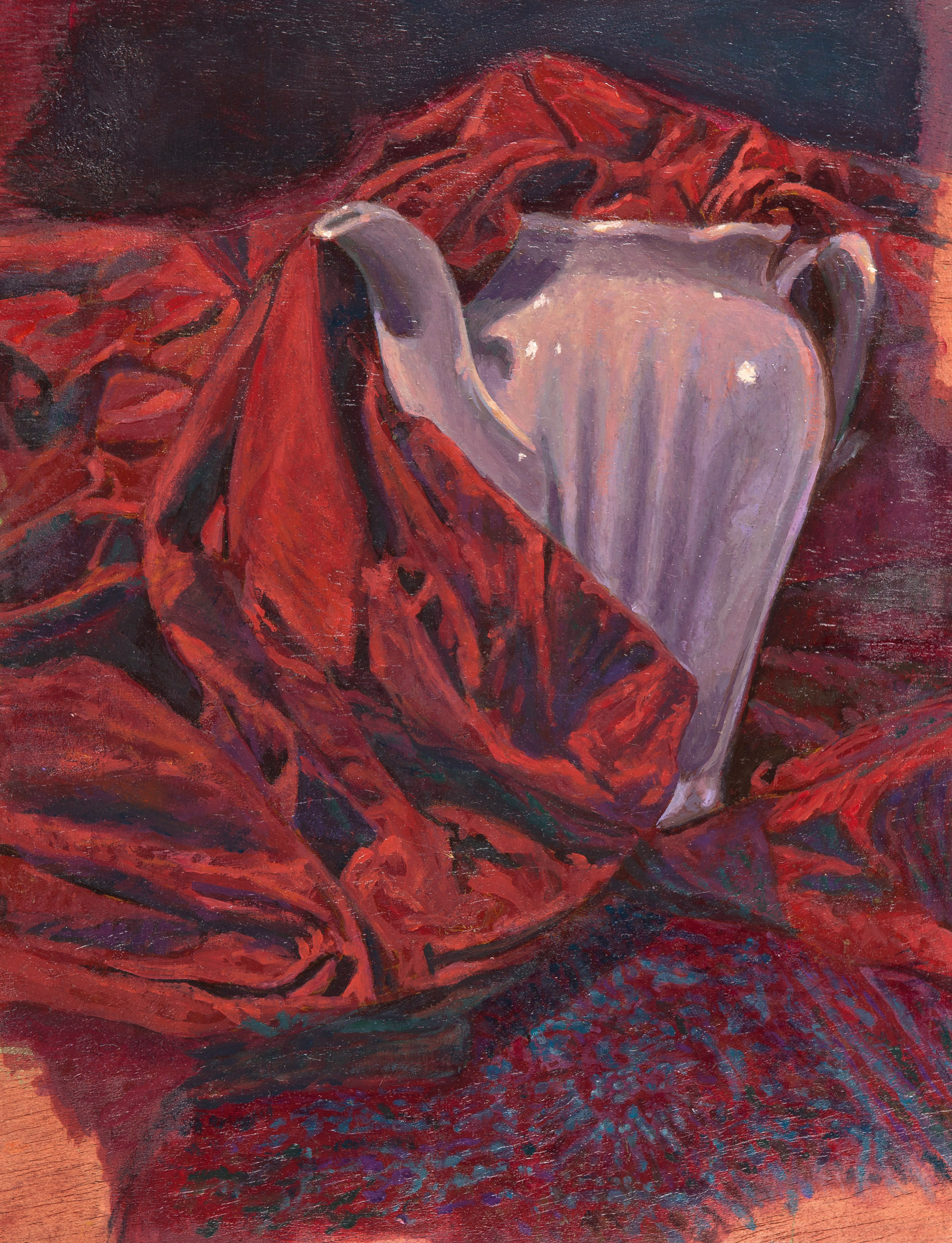 Porcelain pitcher and red cloth -Juan Vaquerizo